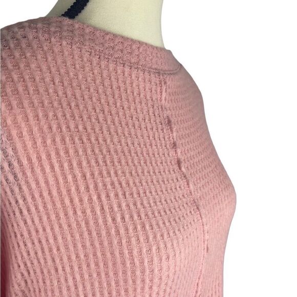 CASLON Pink Bride Soft Thermal waffle knit Wide Neck Tee MADE IN U.S.A Size: XL - Picture 4 of 7
